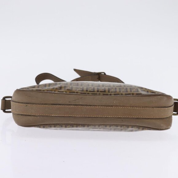 FENDI Zucchino Canvas Shoulder Bag Coated Canvas Beige Auth - Picture 15 of 16